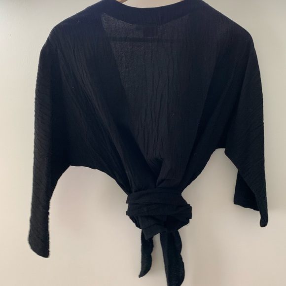 Vintage Black Gauze Wrap Boho Top - Picture 12 of 14